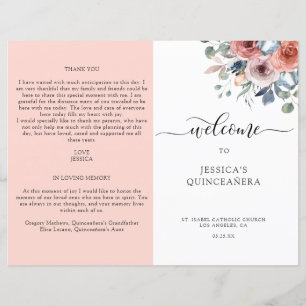 Programme de Quinceanera floral bleu