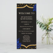 Programme de Quinceanera Floral Bleu Royal Or (Debout devant)