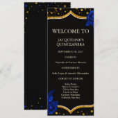 Programme de Quinceanera Floral Bleu Royal Or (Devant / Derrière)