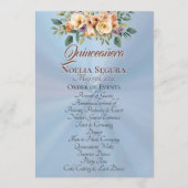 Programme de Quinceañera Floral Crème - Bleu Paste (Devant)