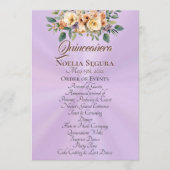 Programme de Quinceañera Floral Crème - Lavande (Devant)