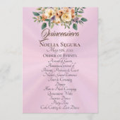 Programme de Quinceañera Floral Crème - Rose Pâle (Devant)