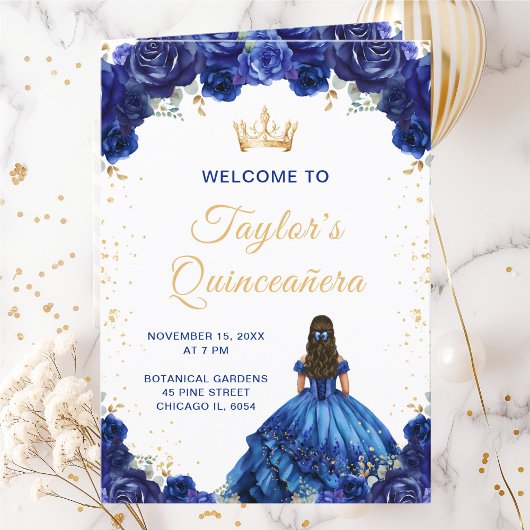 Programme de Quinceañera Floral Princesse Bleu Fon