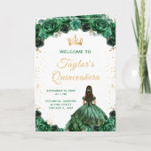 Programme de Quinceañera floral princesse vert fon (Devant)