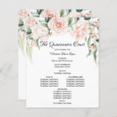 Programme de Quinceanera floral rose élégant (Devant / Derrière)