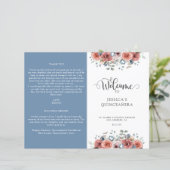 Programme de Quinceanera Florale Bleu et Blush (Debout devant)