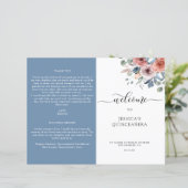 Programme de Quinceanera Florale Bleu et Blush (Debout devant)