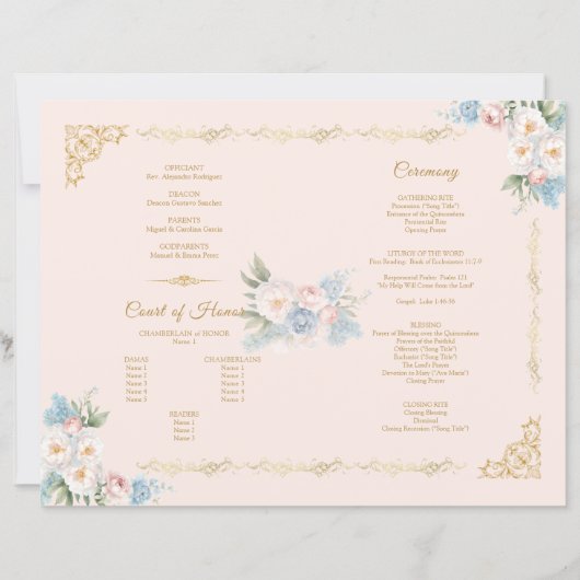 Programme de Quinceanera Florale de Bow Rose Class (Dos)