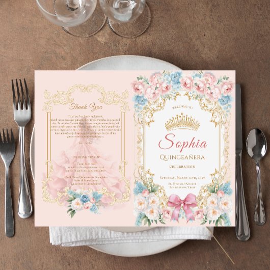 Programme de Quinceanera Florale de Bow Rose Class