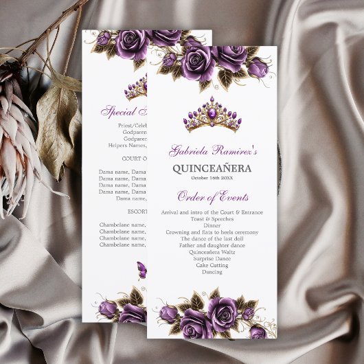 Programme de Quinceañera Florale de Diadème Doré V