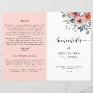 Programme de Quinceanera Florale Espagnol, Bleu et