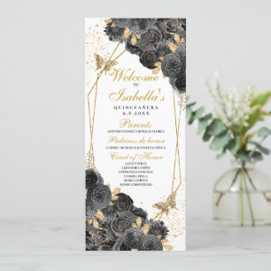Programme de Quinceanera Florale Noir et Or