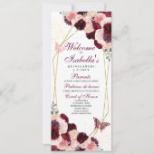 Programme de Quinceanera florale rose de Bourgogne (Devant)