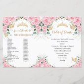 Programme de Quinceanera Florale Rose Ordre des év (Dos)