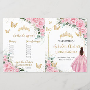 Programme de Quinceanera Florale Rose Ordre des év