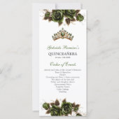 Programme de Quinceañera Roses Dorées Vert Émeraud (Devant)