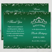 Programme de Quinceañera Vert Émeraude (Devant / Derrière)