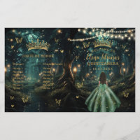 Programme de Quinceañera vert émeraude de la forêt