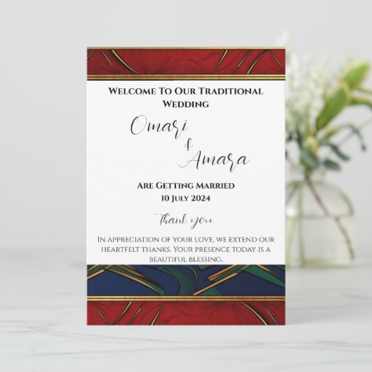 Programme de réception de mariage afrocentrique dé (Debout devant)