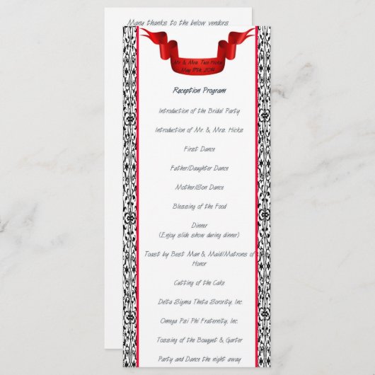 Programme de réception de mariage damassé (Devant / Derrière)