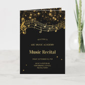 Programme de récital de musique élégant noir et or (Devant)