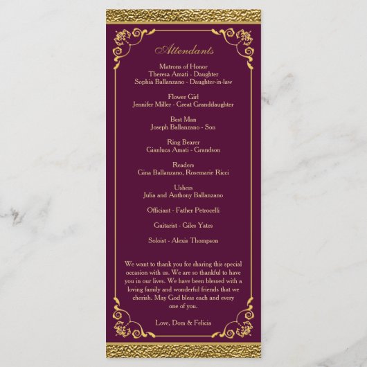 Programme de renouvellement du Vow pour l'annivers (Dos)