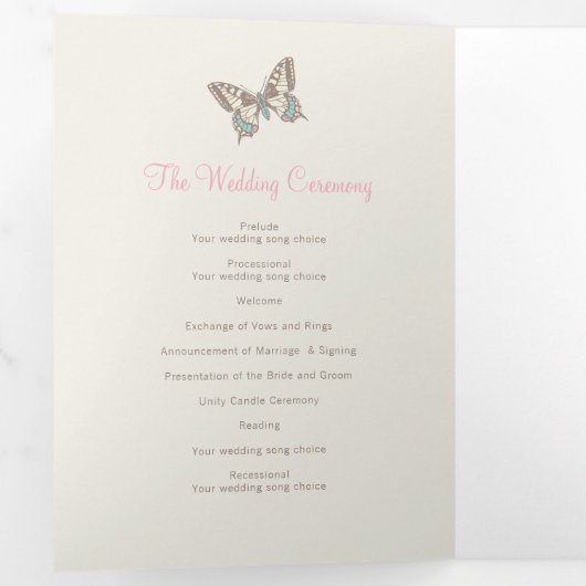 Programme de renouvellement mariage papillons rose (Intérieur en premier)