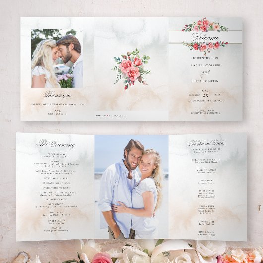 Programme de roses et calligraphie rose aquarelle