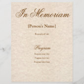 Programme de service commémoratif avec texte perso (Devant)