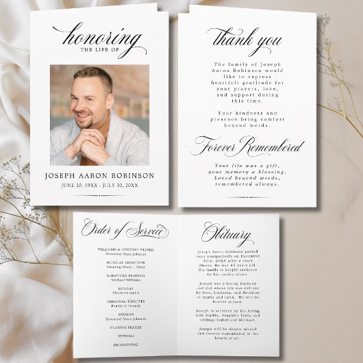 Programme de service commémoratif de photo simple