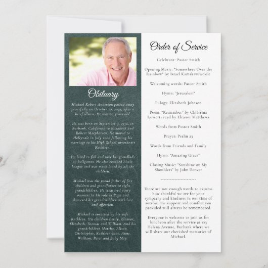 Programme de service commémoratif en cuir vert (Dos)