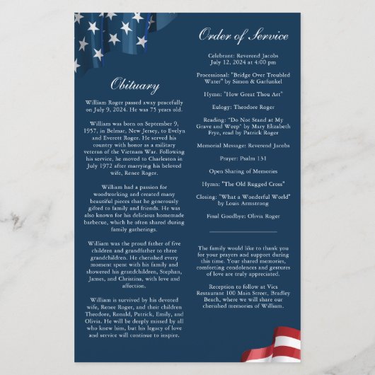 Programme de service commémoratif patriotique (Dos)