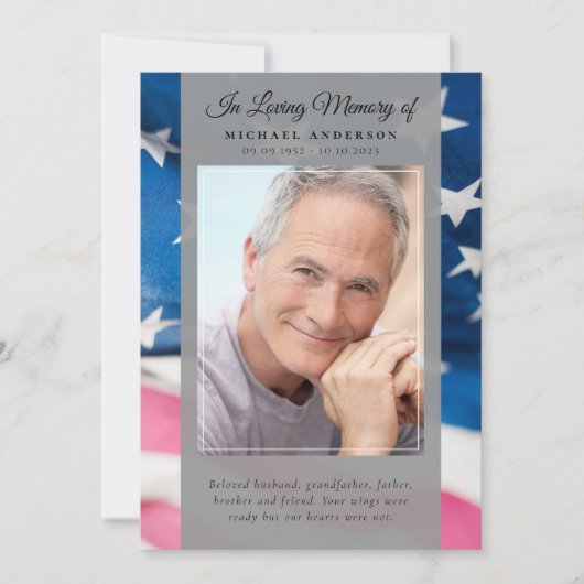 Programme de service commémoratif photo avec drape (Devant)