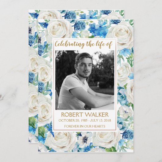 Programme de service commémoratif photo blanc et b (Devant / Derrière)