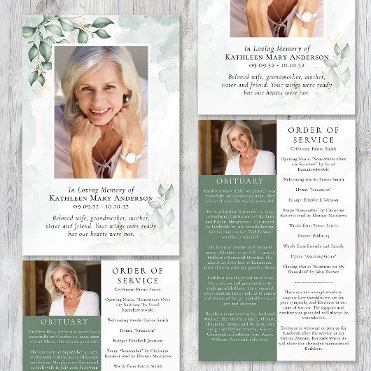 Programme de service commémoratif photo d'eucalypt