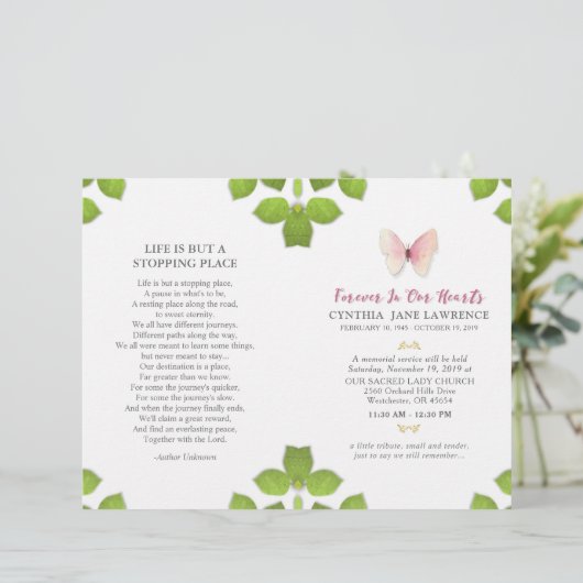 Programme de service commémoratif pour papillons r (Debout devant)