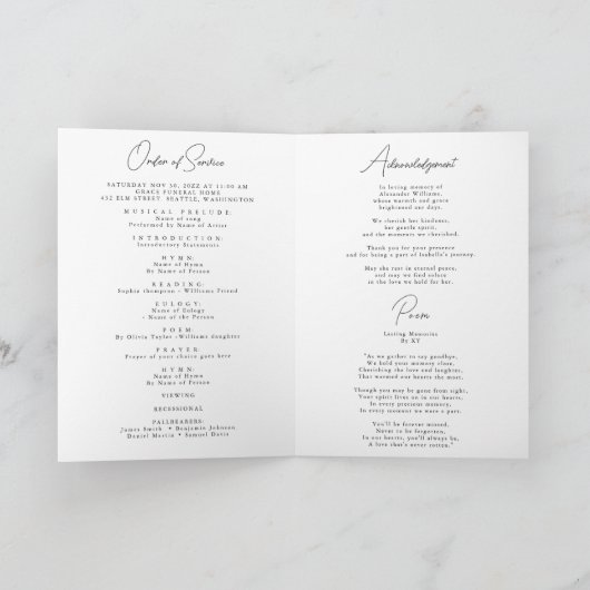 Programme de service de photo commémorative chréti (Intérieur)