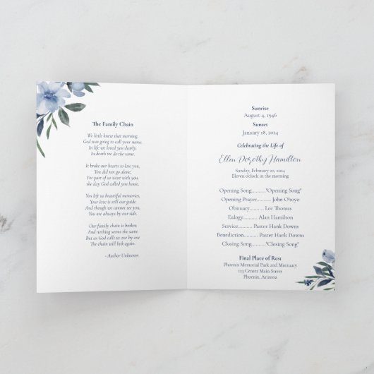 Programme de service en mémoire amoureuse (Intérieur)