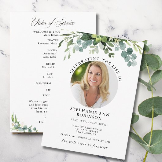 Programme de service floral de mémorial de funérai