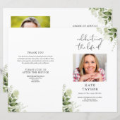 Programme de service funéraire avec photo de verdu (Devant / Derrière)