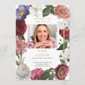 Programme de service funéraire avec photo florale (Devant)