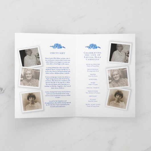 Programme de service funéraire bleu oublier-moi-no (Intérieur)