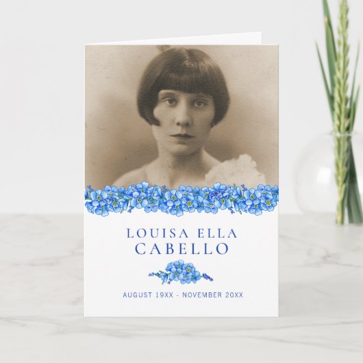 Programme de service funéraire bleu oublier-moi-no (Devant)