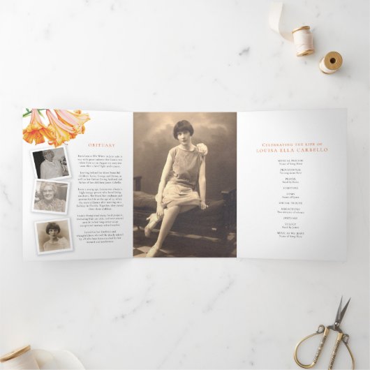 Programme de service funéraire Lys orange photo 6p (Intérieur)