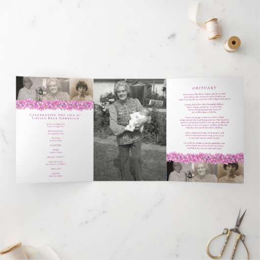 Programme de service funéraire rose oublime-pas fl (Intérieur)