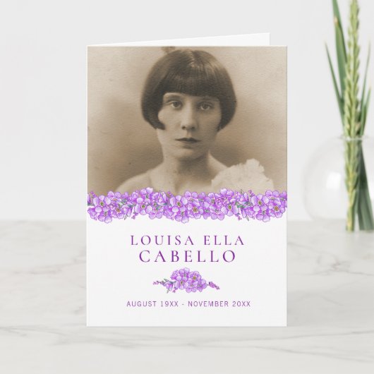 Programme de service funéraire violet oublime-pas  (Devant)