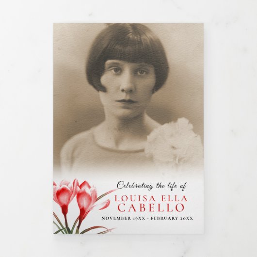 Programme de services funéraires art crocus orange (Page de couverture)