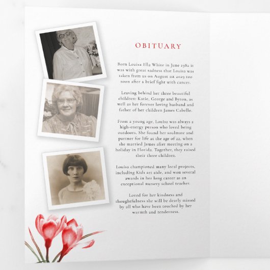 Programme de services funéraires art crocus orange (Intérieur en premier)