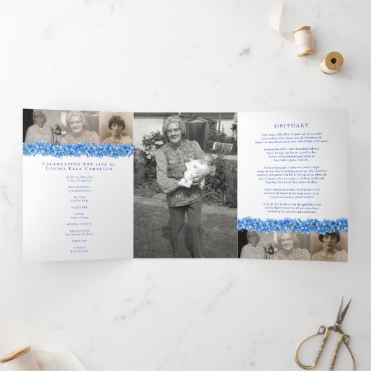 Programme de services funéraires bleu oublier-moi (Intérieur)