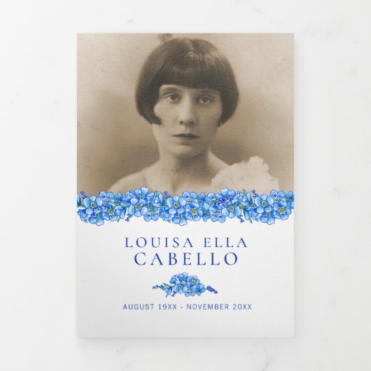 Programme de services funéraires bleu oublier-moi  (Page de couverture)